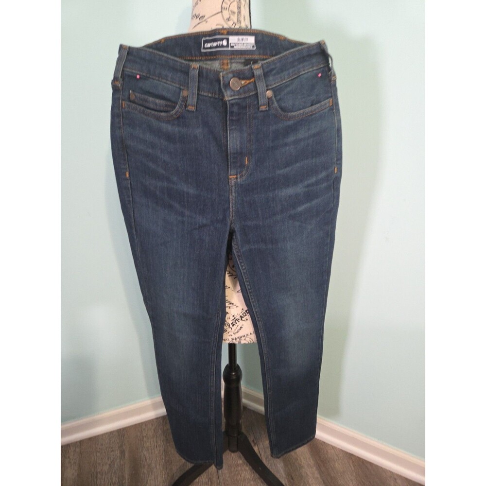 Carhartt slim fit Jeans Womens 6 Dark Wash Outdoor Denim Workwear new